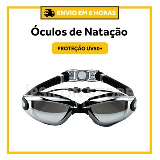 Óculos Natação Espelhado Proteção Uv Antiembaçamento com protetor Oricular
