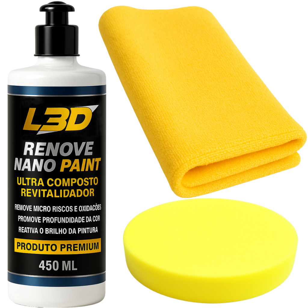 Cera Espelhamento RENOVE 450 ML Remove Riscos Superficiais, Brilho Intenso, Flanela e Aplicador em Oferta na Shopee