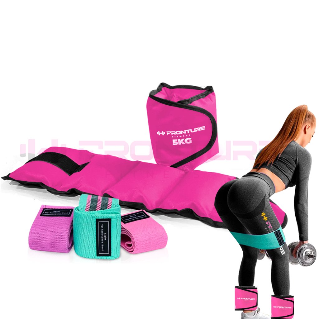 KIT Caneleira de Peso e HipBand treino em Casa Tornozeleira Pilates Academia Perna Profissional ROSA em Oferta na Shopee