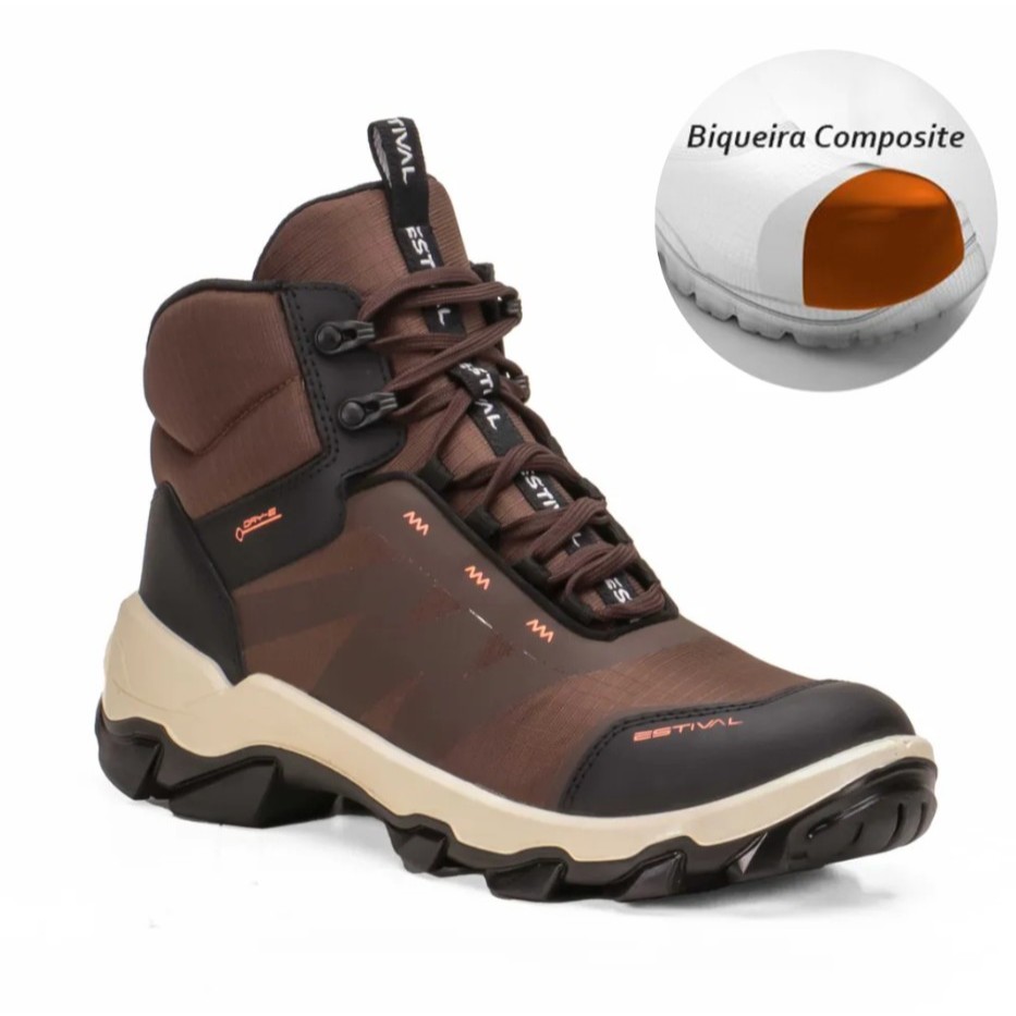 Bota de Segurança Hybrid Future Brown Estival - Brinde Palmilha PU - Marrom Composite CA 47901 em Oferta na Shopee