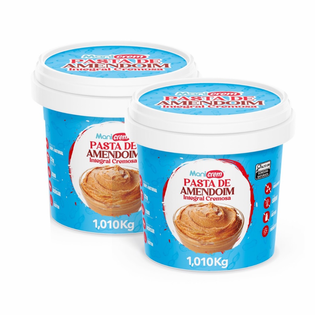 Kit 02 Pasta De Amendoim Integral Cremosa  1kg - Manicrem em Oferta na Shopee