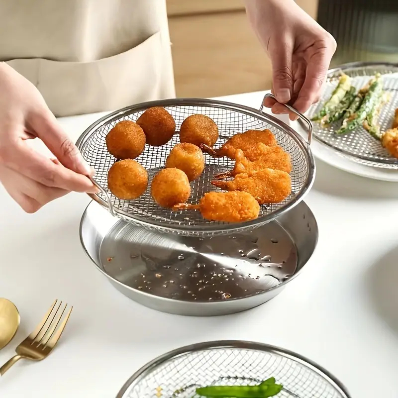1/2 Cesto de Filtro de Óleo de Aço Inoxidável Malha Durável para Fritar e Grelhar Essencial de Cozinha