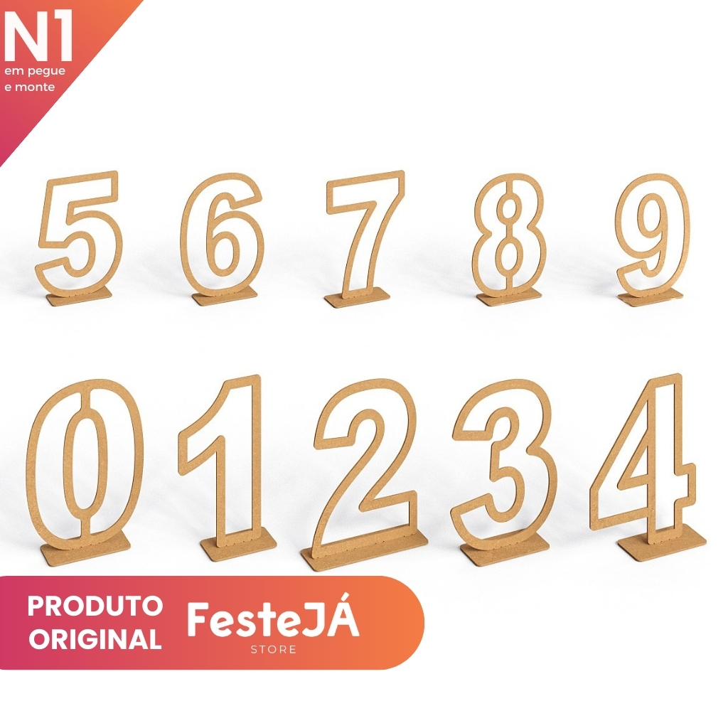 Números em MDF Vazados De Chão Do 0 ao 9 Para Eventos Aniversário Festas Decoração em Oferta na Shopee