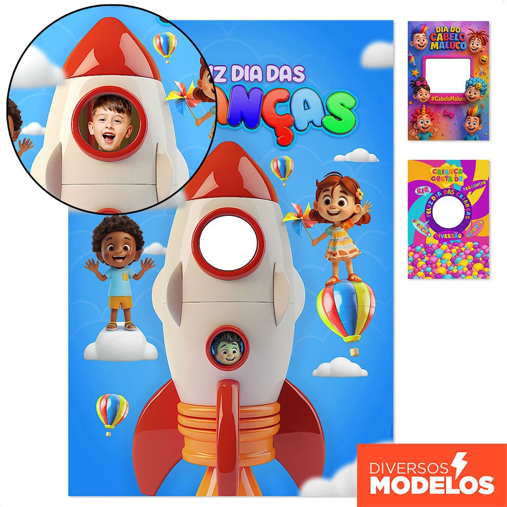 Painel Festa Dia das Crianças Vazado Interativo 1,50x2,20m Sublimado Em Tecido em Oferta na Shopee