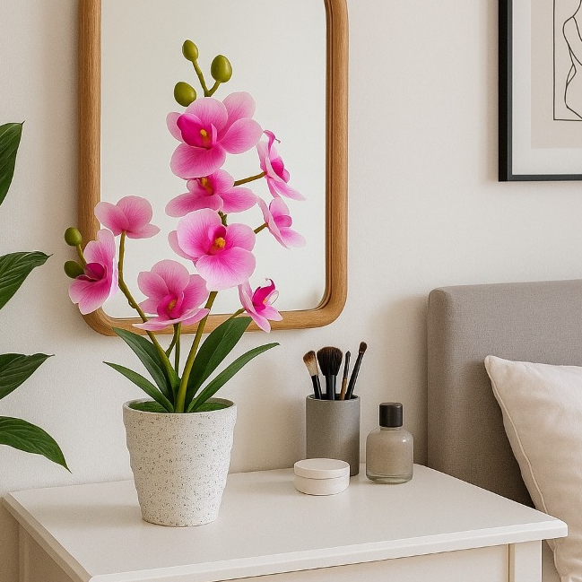 Vaso Flores Artificiais Arranjo Orquideas Decorativas Orquídea