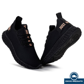 Tenis Feminino e Masculino Just Black Esportivo Todo Preto Para Academia Caminhada Corrid…