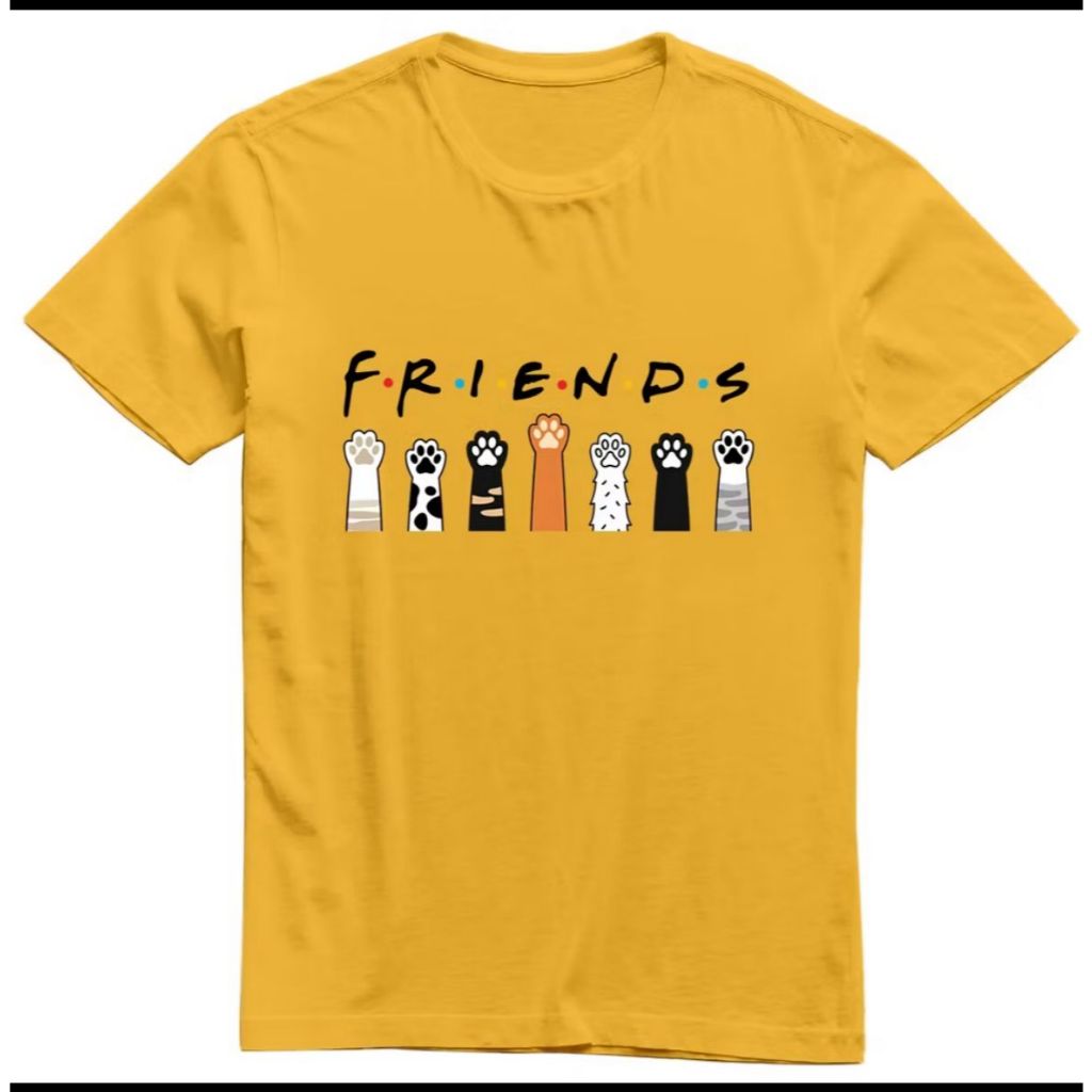 Camiseta Blusa Feminina Estampada Gatinhos Fofos Friends Top Estilosa Colorida 100% Algodão Casual