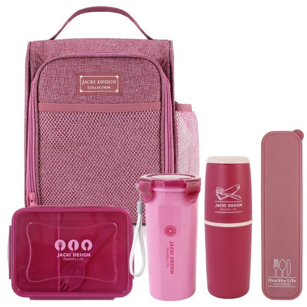 Kit Completo Jacki Design: Bolsa Térmica + Copo + Marmita + Talher + Escova