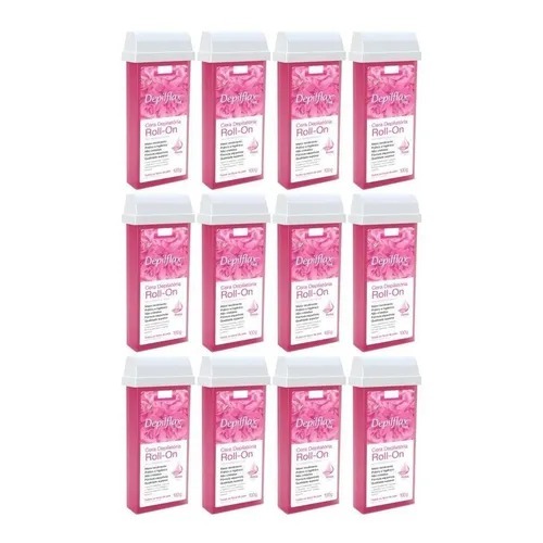 Cera Refil Roll On Depilflax Rosa Kit com 12 Unidades 100g