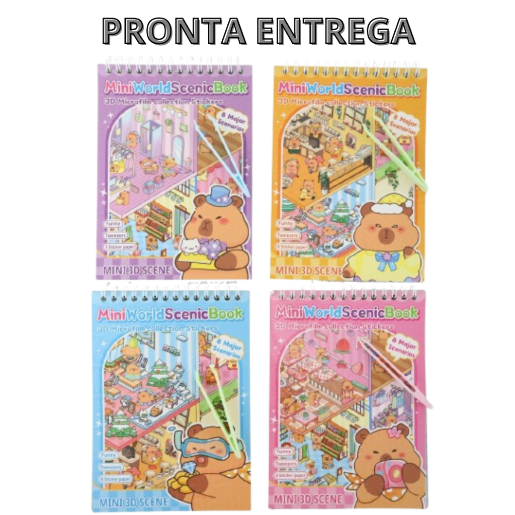 Livro cartela de adesivos 3d com até 17 cenários diferentes mais pinça presente dia das crianças em Oferta na Shopee