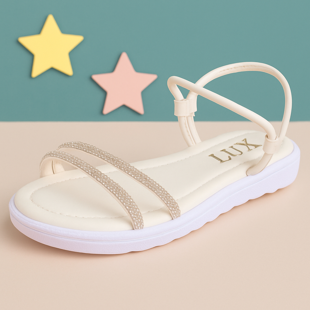 Sandália Infantil Menina Rasteira Tiras com Strass e Brilho Confortável Dia das Crianças 28 a 36