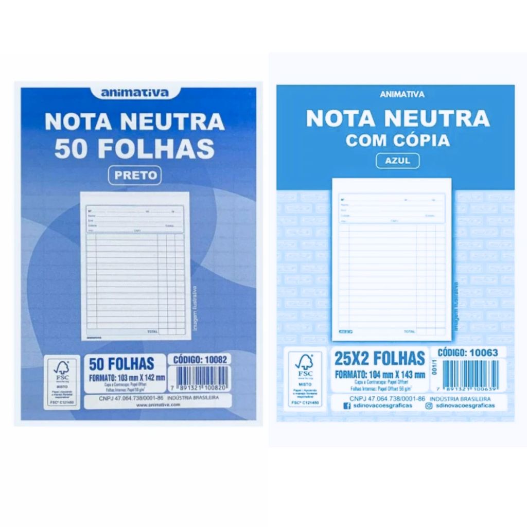 Kit 04 Blocos de Notas Neutras 1/36 50 Folhas - Animativa / Papelaria / Material para Escritório