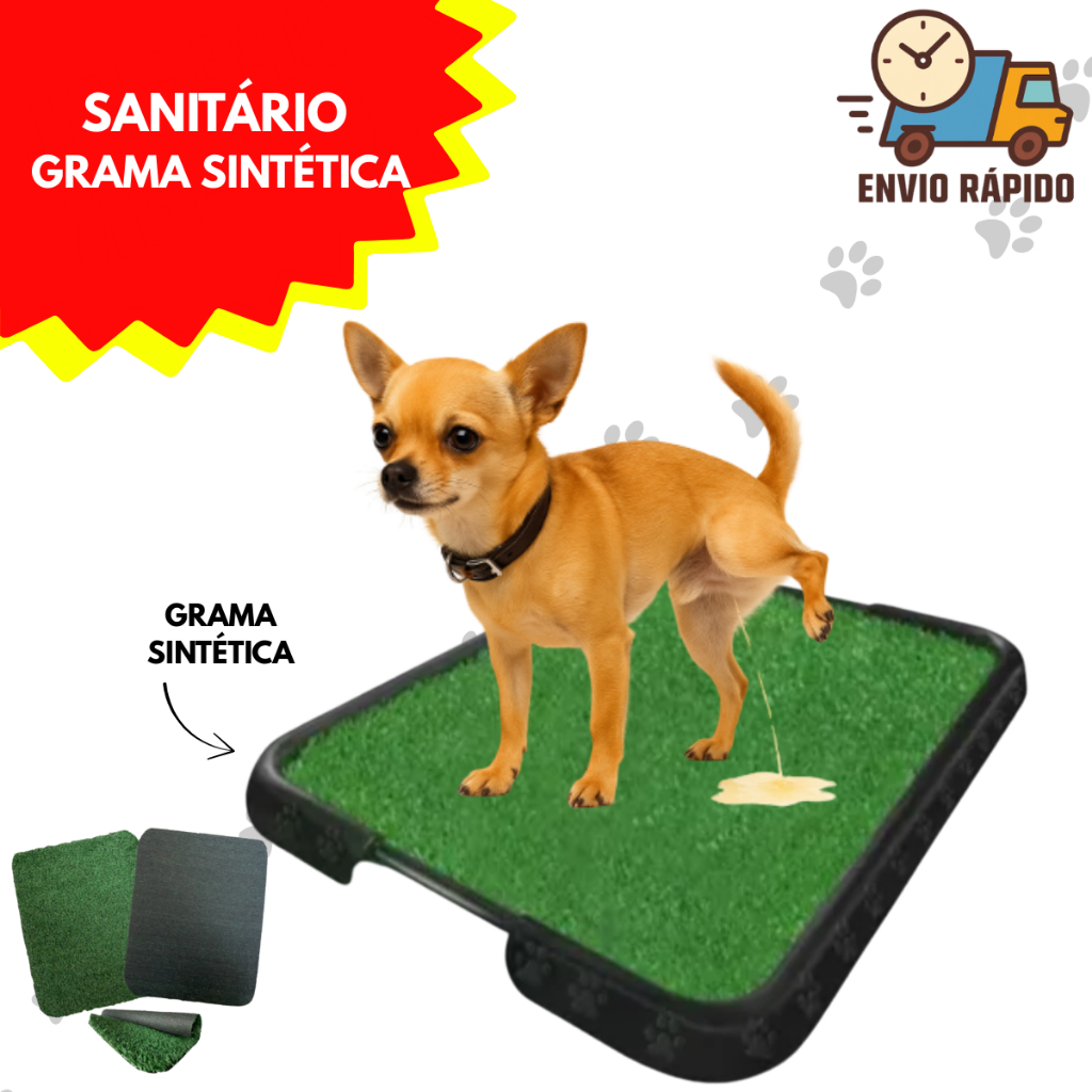 Sanitário Canino Xixi Pet Tapete Higiênico Grande Grama Sintética Lavável