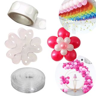 Kit Fita Arco Bexiga 5m + 100 Gota Cola Balão Na Parede + 10 Suporte para Fazer Flor de Balão em Oferta na Shopee