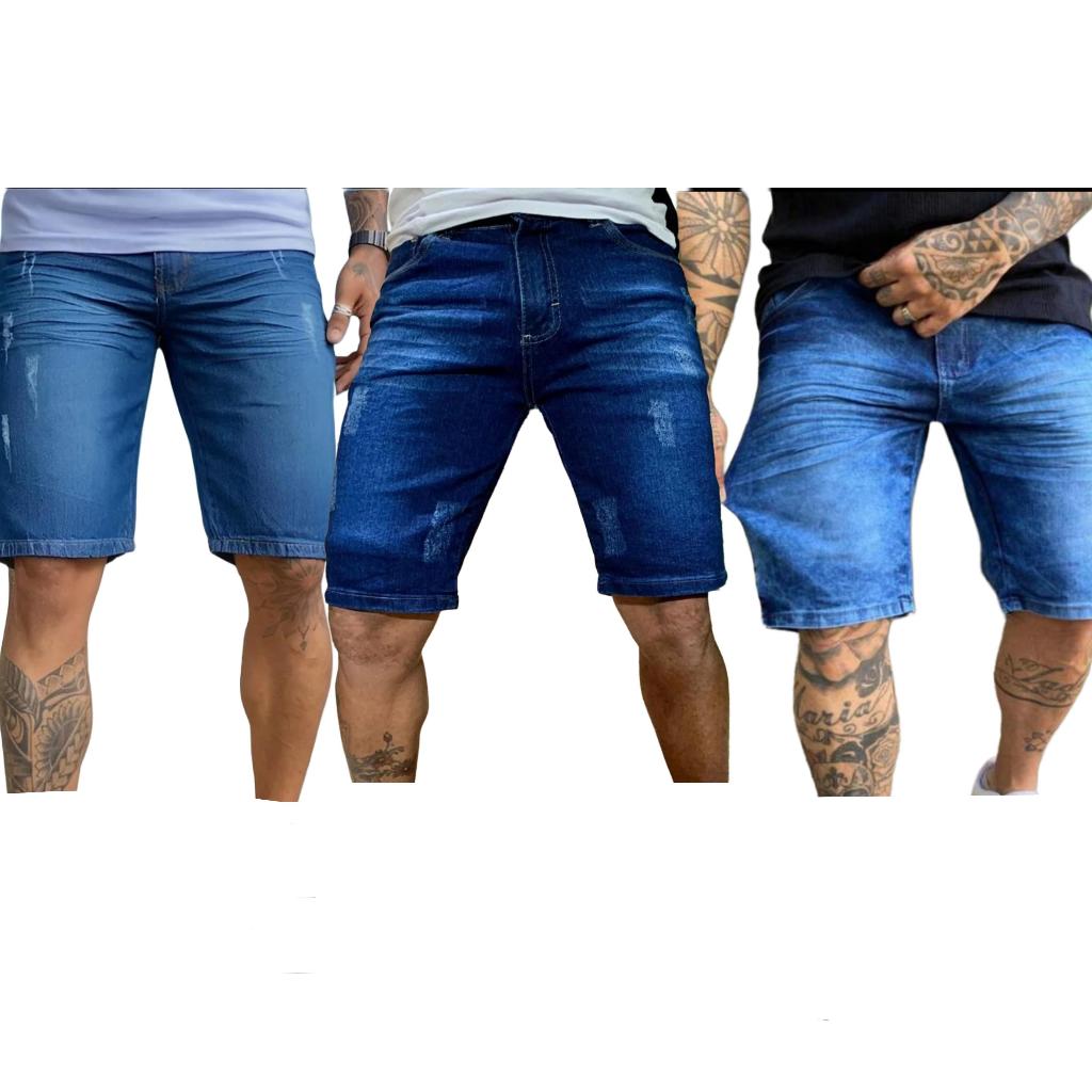 Kit  Bermudas Jeans Masculinas Lycra Premium em Oferta na Shopee