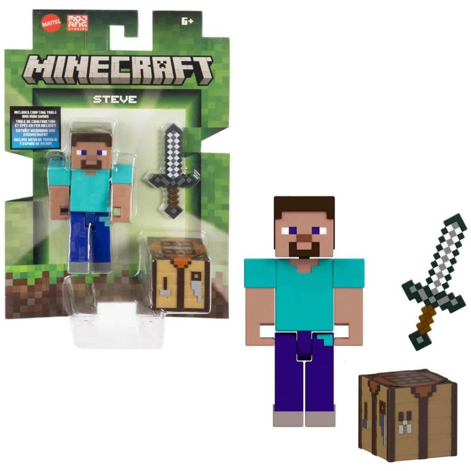 Figura de ação Minecraft Vanilla Steve 3.25 - Mattel Gtp08 em Oferta na Shopee