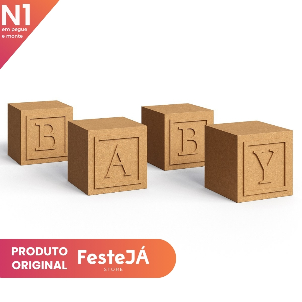 Cubos Escrita Baby Decoração Festa Chá Bebê Chá Revelação MDF Festa Evento Aniversário Infantil em Oferta na Shopee