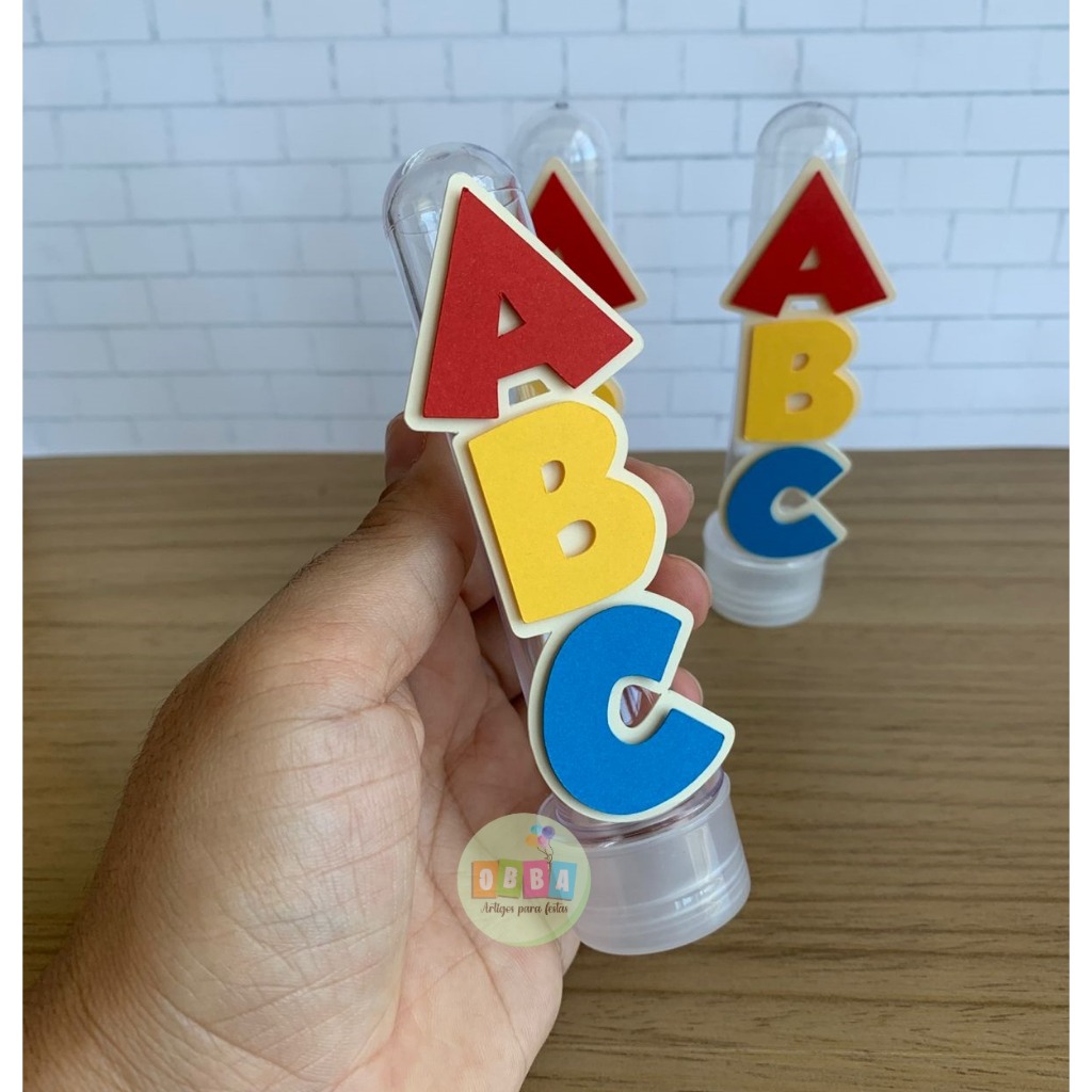 Apliques 3D para Tubetes 9cm com camada, Formatura de ABC, Lembrancinhas, Festa, 10, 15, 20, 25 ou 30 und.