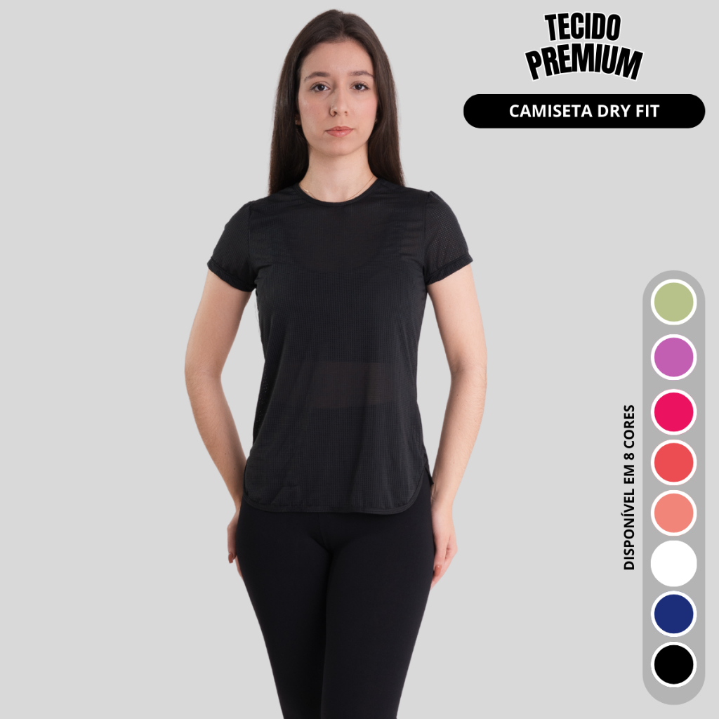 Camiseta Dry Fit Feminina Esportiva Academia Caminhada Corrida Treino Proteção UV Envio Imediato