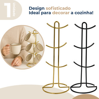 Suporte Organizador Porta Caneca Xícara Chá Café Cozinha em Aço Carbono Future