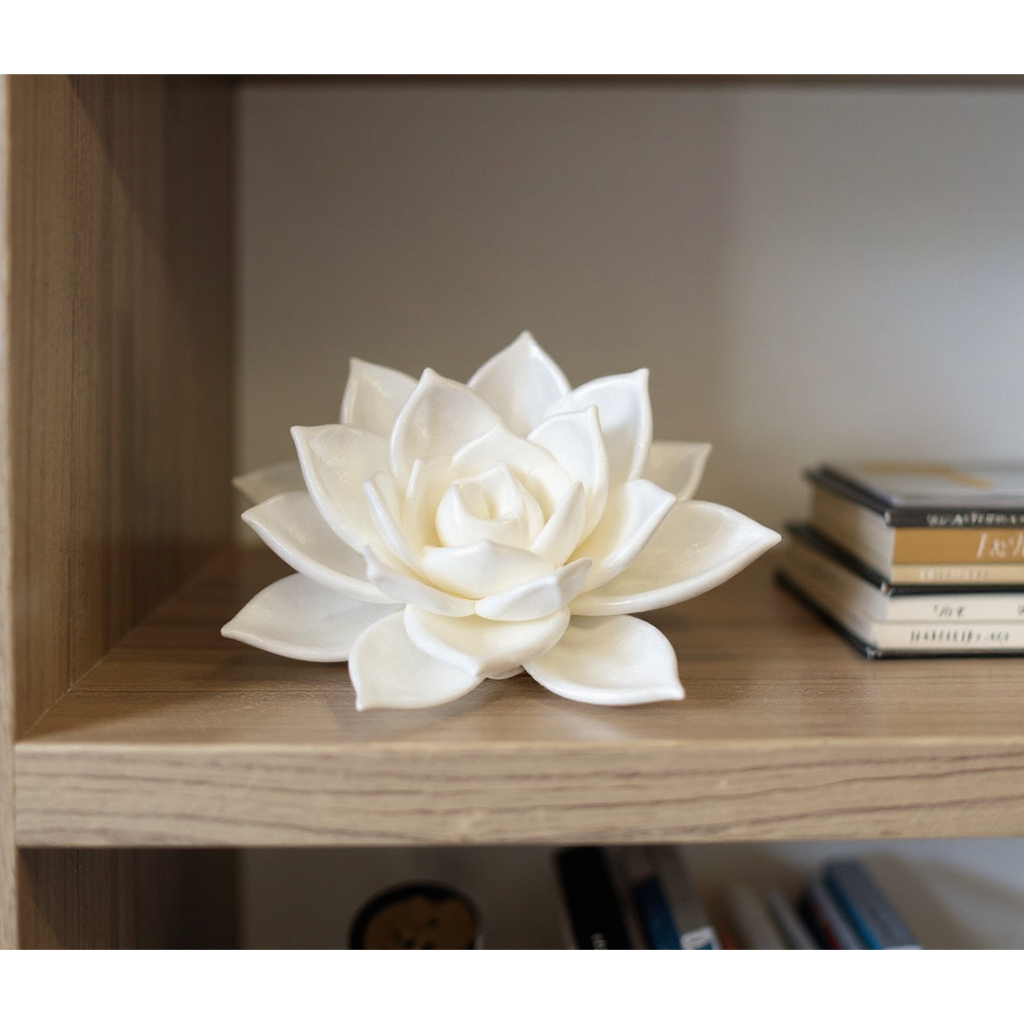 Flor de Lótus Perolada – Decoração Exclusiva – Mesa Posta Sofisticada – Impressão 3D (Kit c 6 Mini)