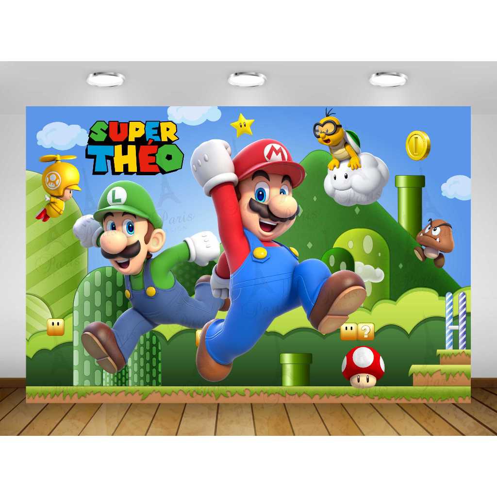 Painel de Festa Super Mario Painel de Lona Super Mario Decoração Inantil Tema infantil Super Game