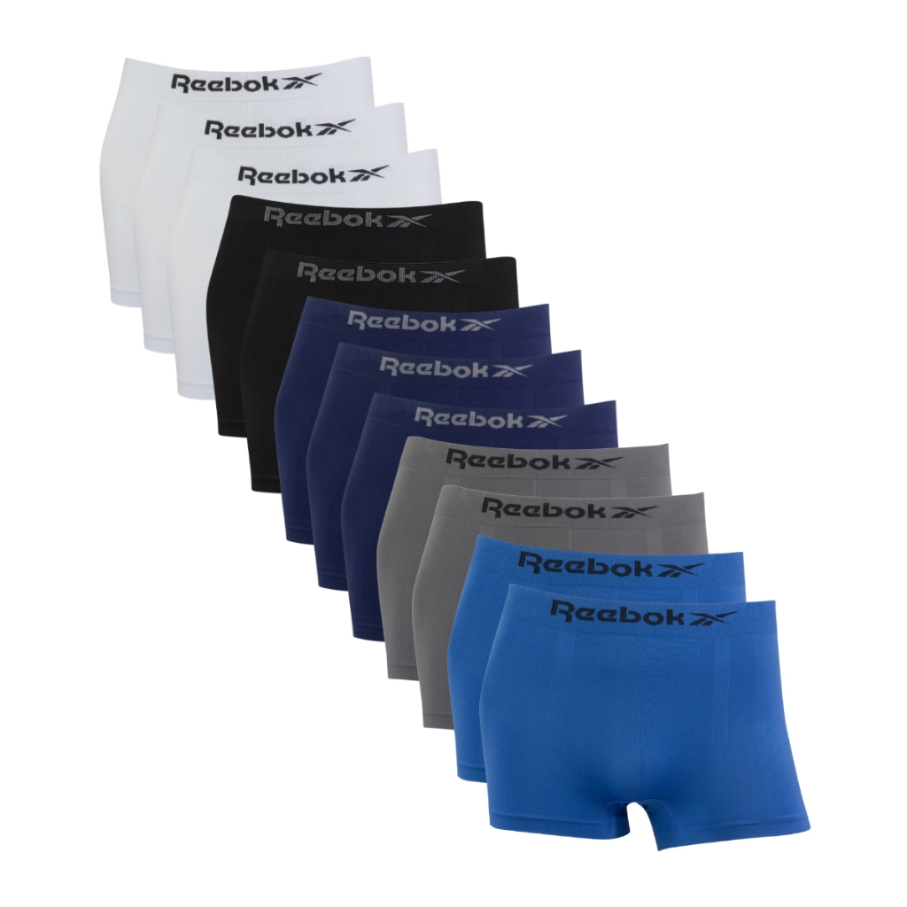 Cueca Boxer Reebok Kit 12 Masculina Poliéster e Elastano Sem Costura Classic Original Macio Conforto
