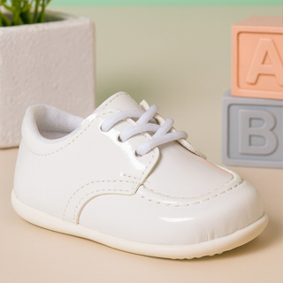 Tênis Infantil Bebê Menino Manina Sapato Social Cadarço Verniz Branco Casamento Batizado Casual em Oferta na Shopee