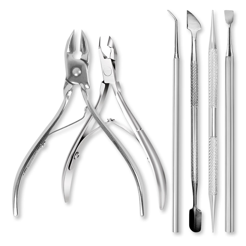 Kit Manicure 6 Itens Inox Profissional Alicate Cutícula Corte Palito Espátula Raspador Removedor em Oferta na Shopee