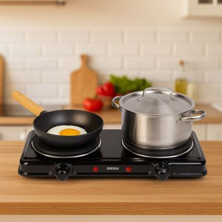 Fogão Elétrico 2 Bocas Pequeno Panela Camping Assadeira Mini Grill Aquecimento Chapa