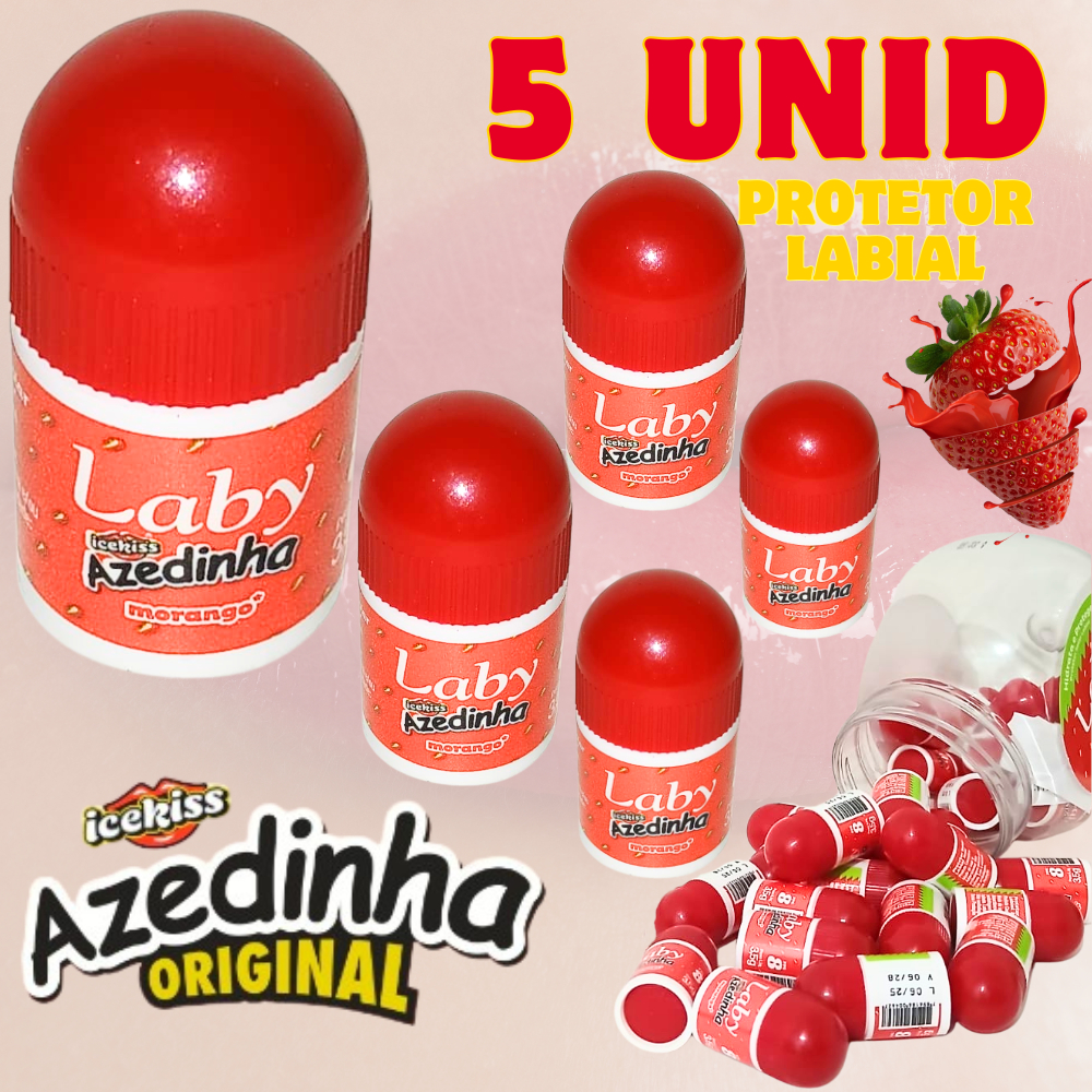5 Manteiga Cacau Bala Azedinha Morango Cítrico Protetor FPS 8 Hidratante Cheirinhos Pro Labial