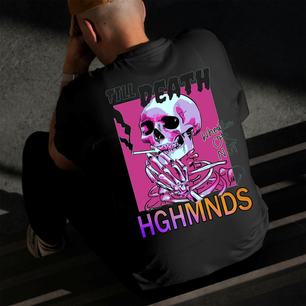 Camiseta Masculina Estampada Caveira Death 100% Algodão Estilo Conforto Diário Do Tamanho P ao GG