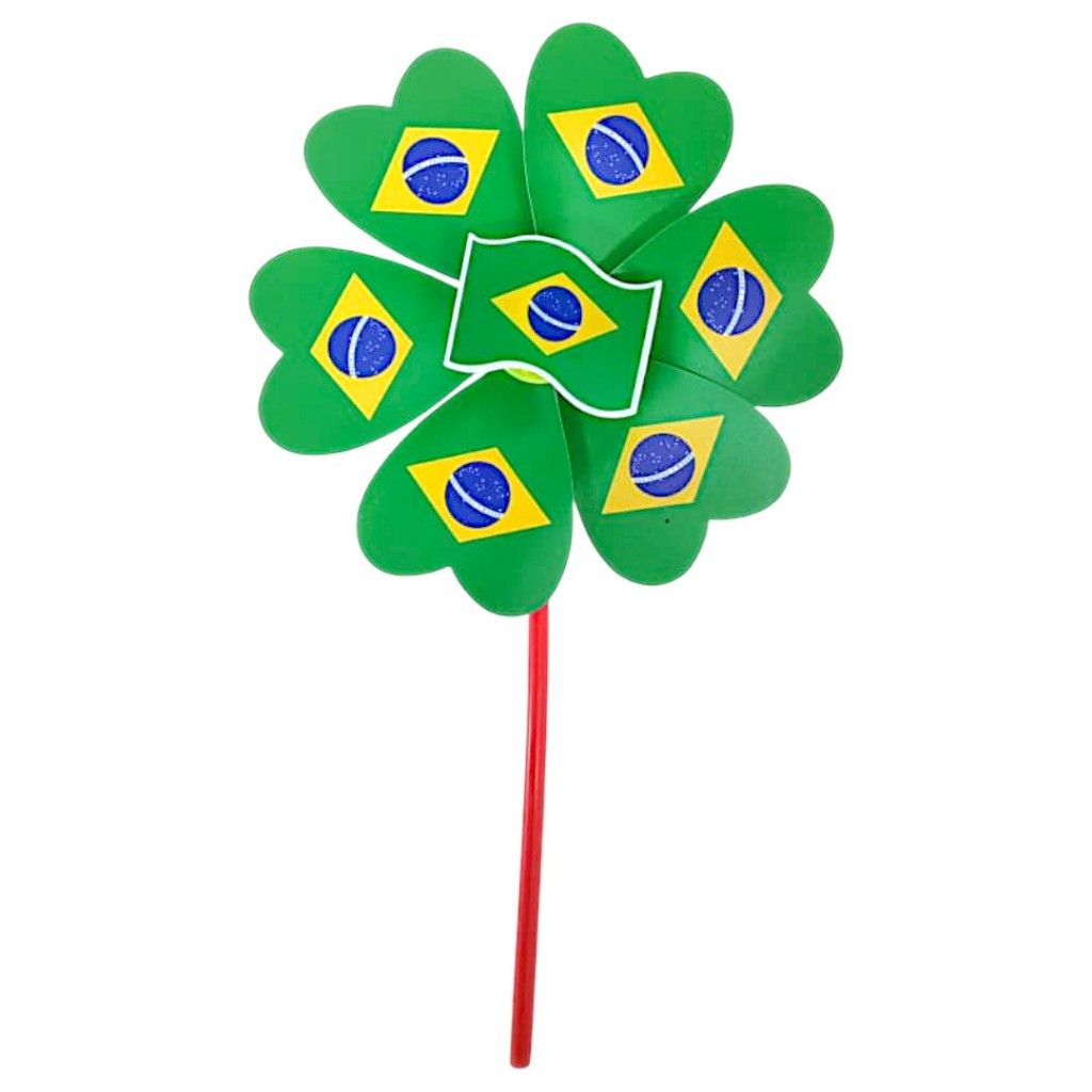 Cata-vento Giratório Brasil Verde e Amarelo Catavento Copa do Mundo Decoração