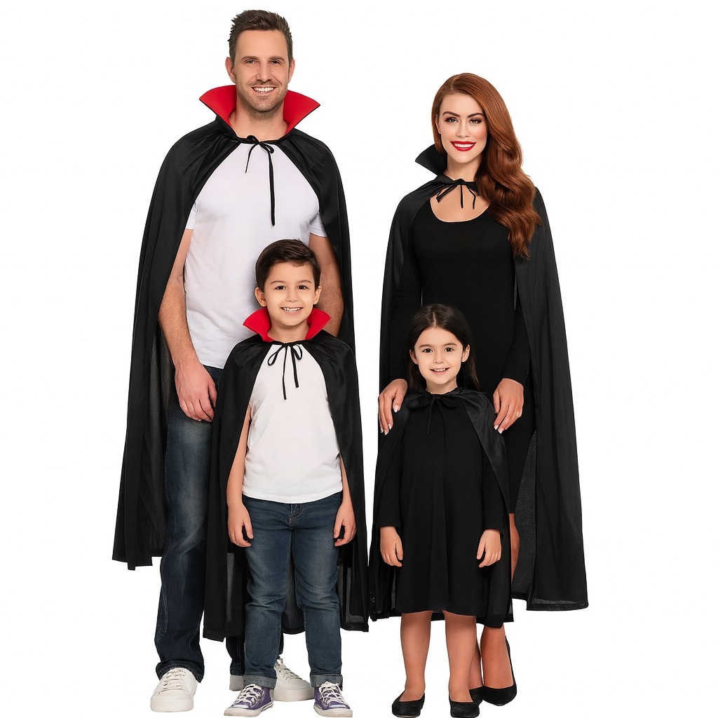 Capa de vampiro preta adulto infantil fantasia halloween dia das bruxas