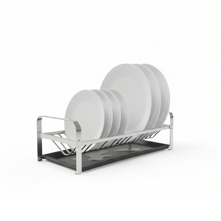 Escorredor Inox Suporte Pratos Parede Bancada Linha Cozinha Hotelaria Restaurante Bandeja Coletora Agua Marca Mak inox