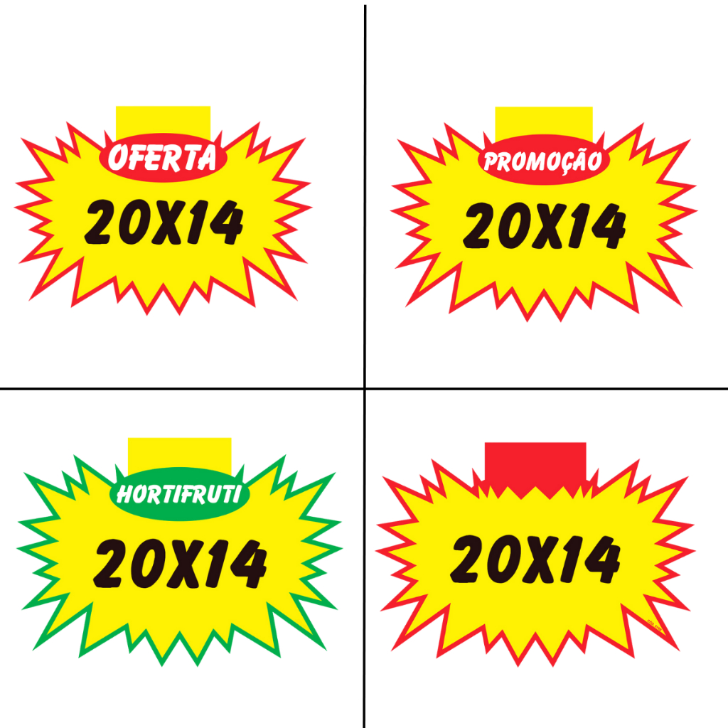 100 Cartaz Splash Oferta Promoção Placa 20x14cm Duplex Supermercado Loja em Oferta na Shopee