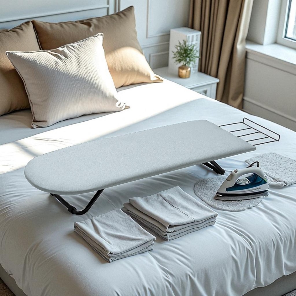 Tábua de Passar Roupa Mesa De Passar Portátil Pés Dobrável Porta Ferro Forro Térmico- Cores