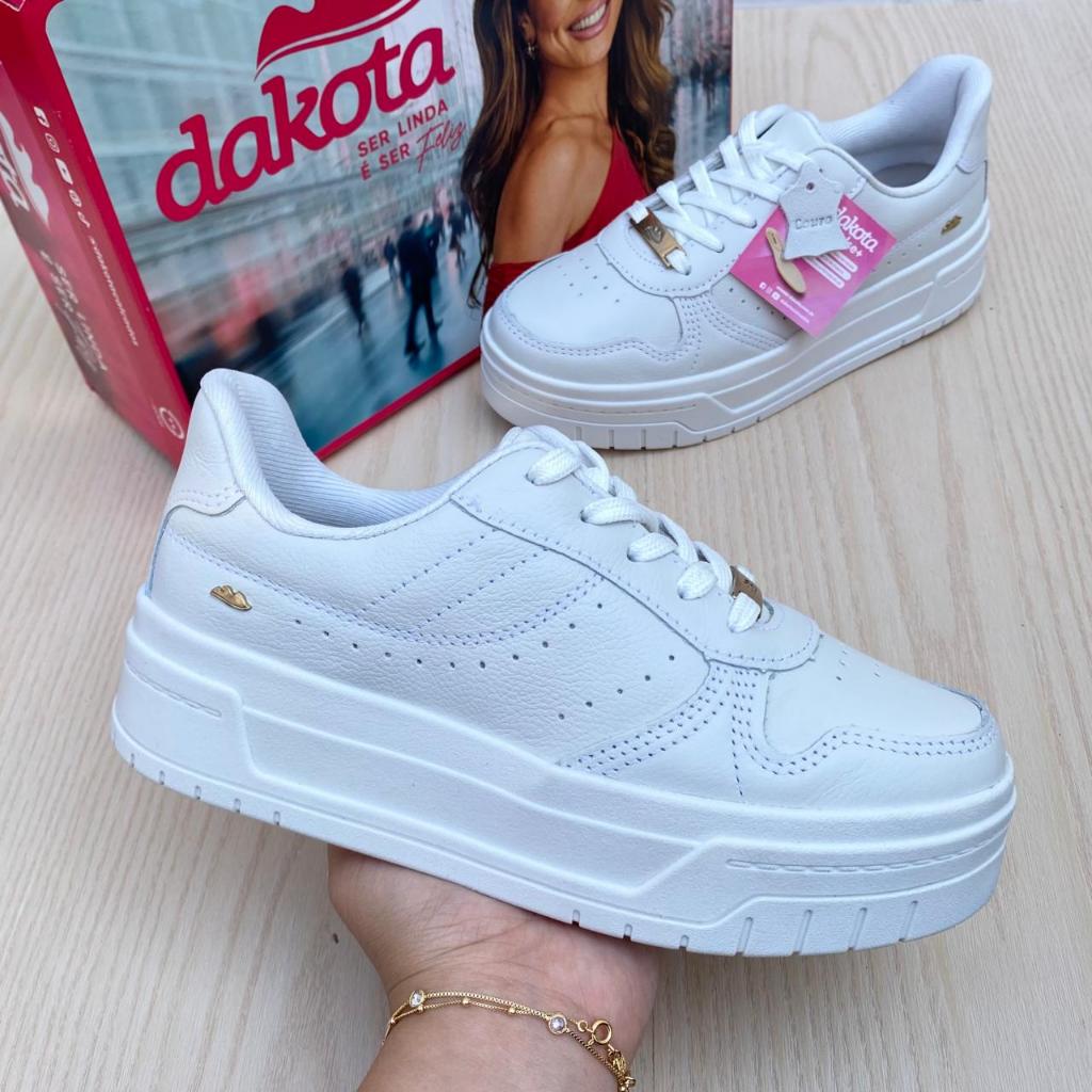 Tênis Casual Feminino Dakota Plataforma Novidade Couro Legitimo Confortável