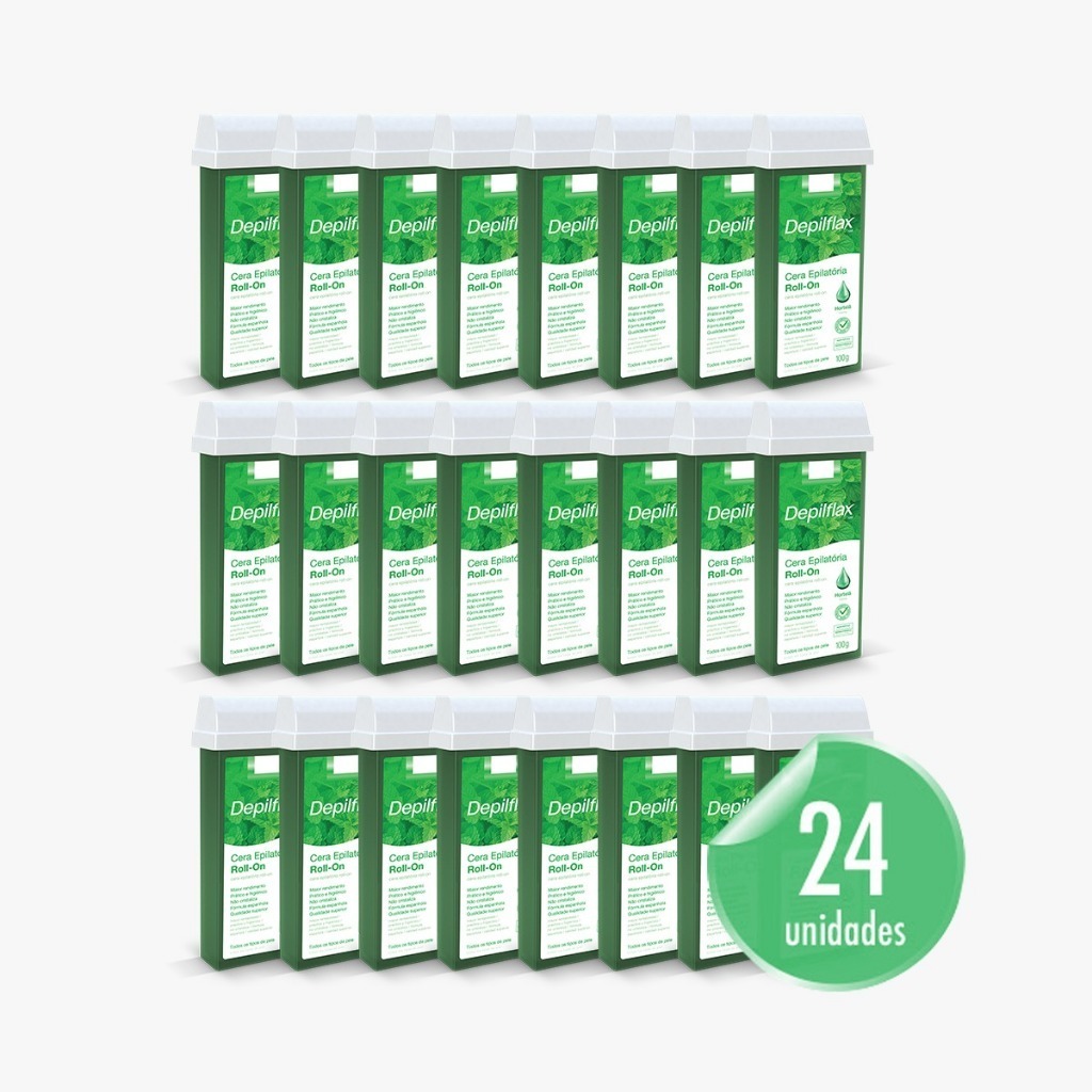 Cera Refil Roll On Depilflax Hortelã Kit com 24 Unidades 100g