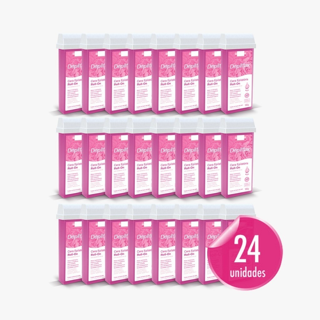 Cera Refil Roll On Depilflax Rosa Kit com 24 Unidades 100g em Oferta na Shopee