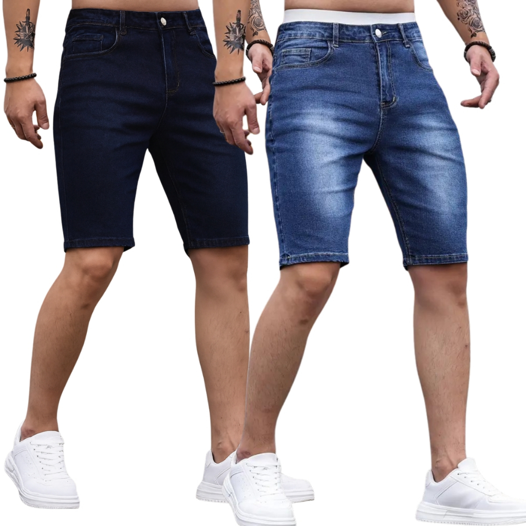 Kit 2 Bermudas Jeans Masculina Elastano Estica Demais Envio Imediato