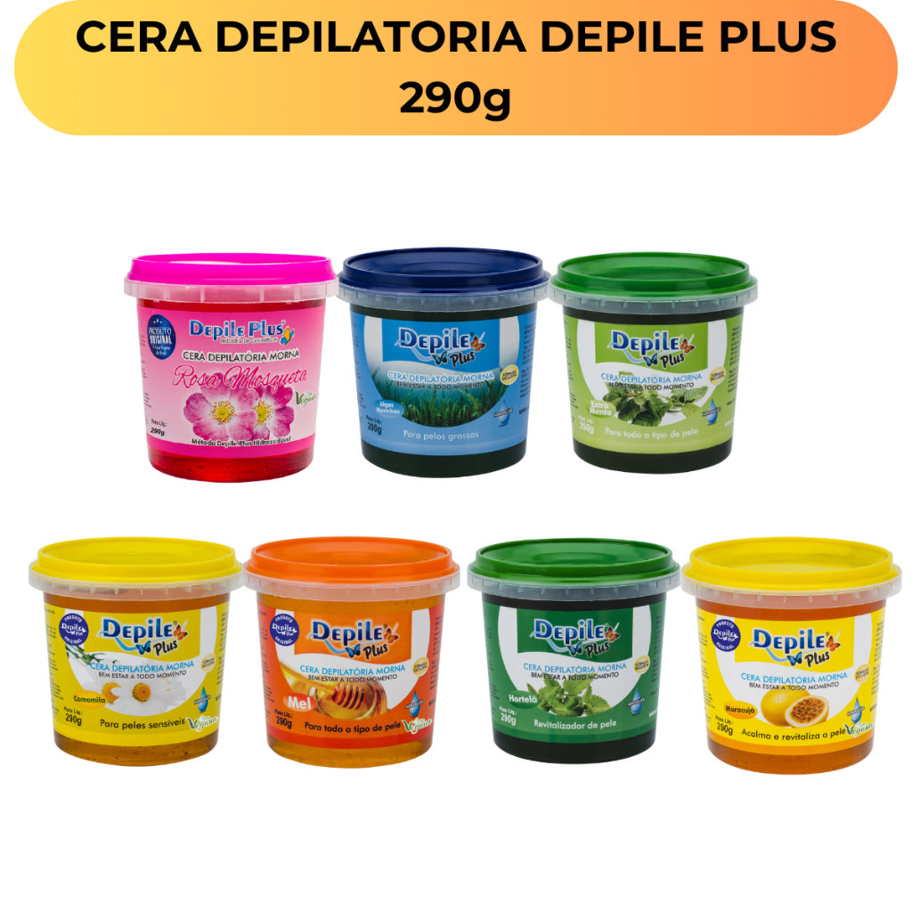 Cera Depilatória Íntima e Corporal Hidrossolúvel Vegana Depile Plus Profissional 290g em Oferta na Shopee