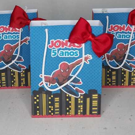 Sacolinha Homem Aranha - Lembrancinha - Aniversário - Sacolas Personalizadas - Papelaria Personalizada
