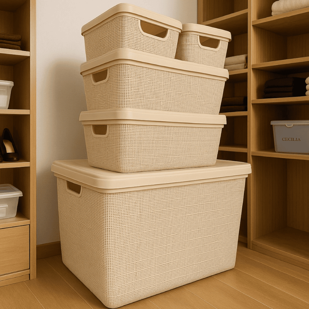 Kit 5 Caixas Organizadoras Com Tampa 22 L 5 L 1,8 L Em Plástico Resistente Escritório Organização