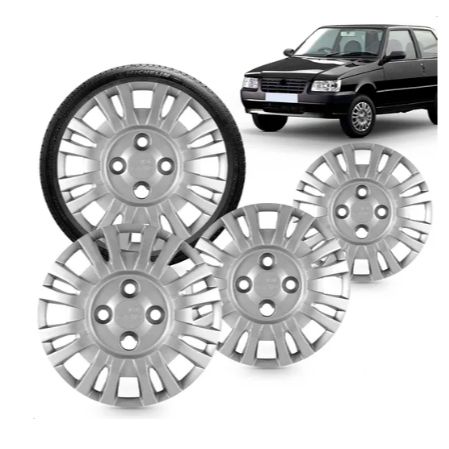 Jogo de Calotas Grid Aro 13 Cubo Baixo - Prata - Fiat Uno Fire - 0892/ 054CB-PTA-U