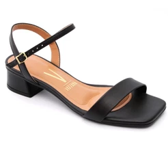 Sandália Feminina Vizzano Salto Baixo Grosso Fivela Original 6454.111 Preto
