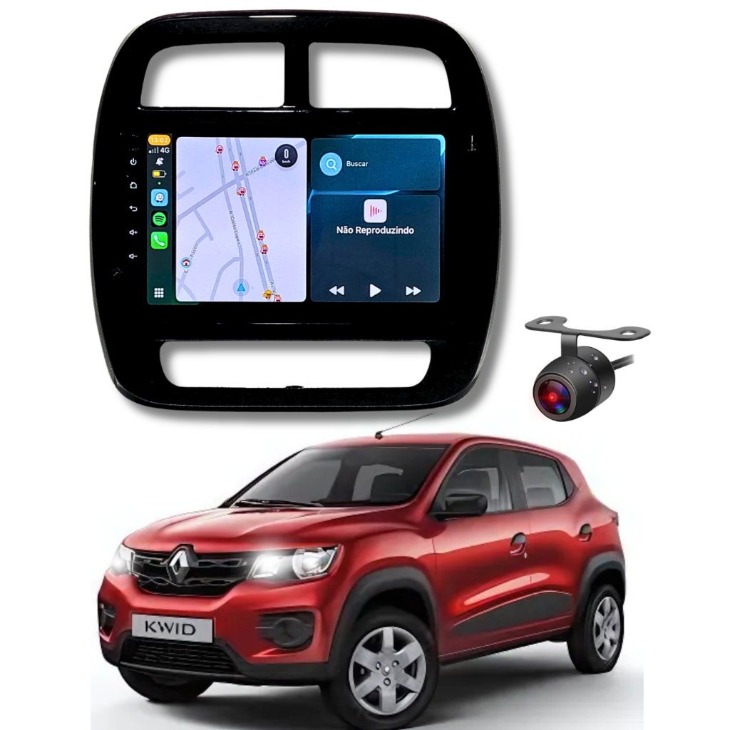 Central Multimídia Renault Kwid 22> CarPlay 9 Polegadas + Câmera de Ré em Oferta na Shopee