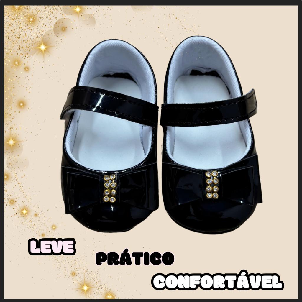 Sapatilha Infantil Bebê Menina Sapatinho De Festa Luxo Sapato Social