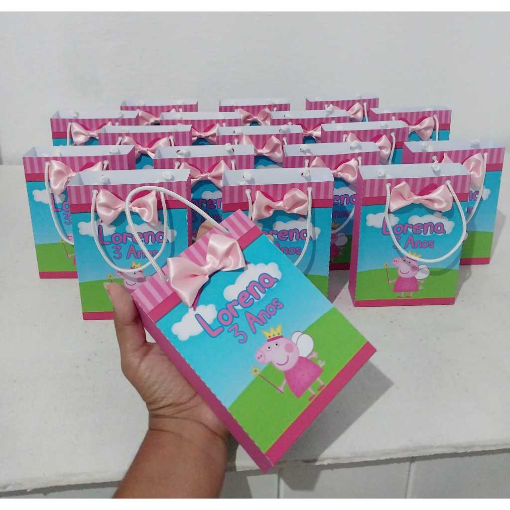Sacolinha Peppa Pig - Lembrancinha - Aniversário - Sacolas Personalizadas - Papelaria Personalizada