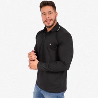Camisa Masculina Gola Polo Manga Longa 100% Algodão Blusa Premium, uma opção sofisticada e confortável em Oferta na Shopee